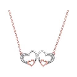 0.06 CTW Diamond Double Heart Pendant 10KT Rose Gold - REF-14N9F