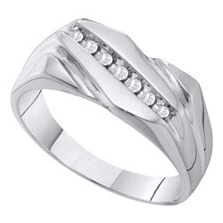 0.12 CTW Mens Diamond Wedding Ring 10KT White Gold - REF-22K4W