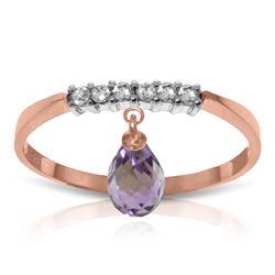 Genuine 1.45 ctw Amethyst & Diamond Ring Jewelry 14KT Rose Gold - REF-34K3V