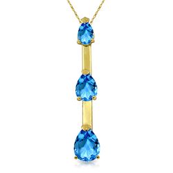 Genuine 1.71 ctw Blue Topaz Necklace Jewelry 14KT White Gold - REF-27M5T