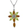 Genuine 2.0 ctw Citrine, Peridot & Diamond Necklace Jewelry 14KT White Gold - REF-47Z4N