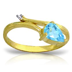 Genuine 0.83 ctw Blue Topaz & Diamond Ring Jewelry 14KT Yellow Gold - REF-40F5Z