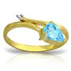 Genuine 0.83 ctw Blue Topaz & Diamond Ring Jewelry 14KT Yellow Gold - REF-40F5Z