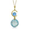 Genuine 5.8 ctw Blue Topaz Necklace Jewelry 14KT Yellow Gold - REF-25P9H