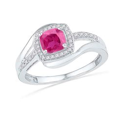 1.1 CTW Princess Created Pink Sapphire Solitaire Ring 10KT White Gold - REF-18N2F