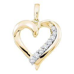 0.24 CTW Diamond Heart Love Pendant 14KT Yellow Gold - REF-25Y4X