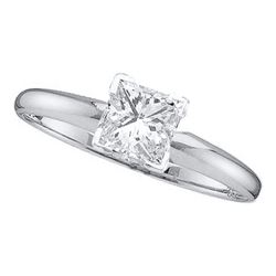 0.20 CTW Princess Diamond Solitaire Bridal Engagement Ring 14KT White Gold - REF-30Y2X