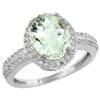 Natural 2.56 ctw Green-amethyst & Diamond Engagement Ring 10K White Gold - REF-32H7W
