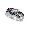 1 CTW Brown Blue Color Diamond Woven Ring 10KT White Gold - REF-57W2K
