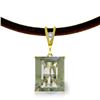 Genuine 6.51 ctw Green Amethyst & Diamond Necklace Jewelry 14KT Yellow Gold - REF-31F6Z