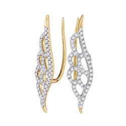 0.33 CTW Diamond Winged Climber Earrings 10KT Yellow Gold - REF-22M4H