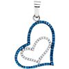 0.25 CTW Blue Color Diamond Double Heart Pendant 10KT White Gold - REF-14M9H