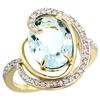 Natural 6.53 ctw aquamarine & Diamond Engagement Ring 14K Yellow Gold - REF-103X8A