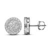 0.99 CTW Diamond Flower Cluster Screwback Earrings 10KT White Gold - REF-67K4W