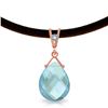 Genuine 6.51 ctw Blue Topaz & Diamond Necklace Jewelry 14KT Rose Gold - REF-26P9H