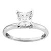 Image 1 : 0.16 CTW Princess Diamond Solitaire Bridal Engagement Ring 14KT White Gold - REF-22W4K