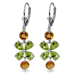 Genuine 5.32 ctw Peridot & Citrine Earrings Jewelry 14KT White Gold - REF-50Y3F