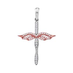 0.15 CTW Diamond Cross Wings Pendant 10KT Two-tone Gold - REF-13M4H