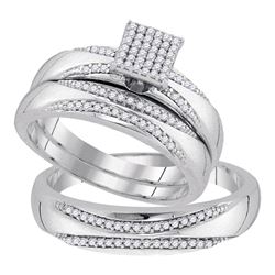 0.25 CTW His & Hers Diamond Matching Bridal Ring 10KT White Gold - REF-52F4N