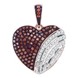 0.33 CTW Red Color Diamond Heart Love Pendant 10KT Rose Gold - REF-30X2Y