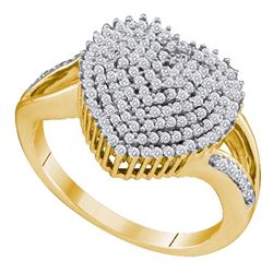 0.50 CTW Diamond Heart Love Cluster Ring 10KT Yellow Gold - REF-41H3M