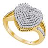 Image 1 : 0.50 CTW Diamond Heart Love Cluster Ring 10KT Yellow Gold - REF-41H3M