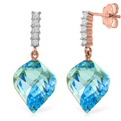 Genuine 27.95 ctw Blue Topaz & Diamond Earrings Jewelry 14KT Rose Gold - REF-87X5M