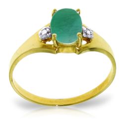 Genuine 1.26 ctw Emerald & Diamond Ring Jewelry 14KT Yellow Gold - REF-26W2Y