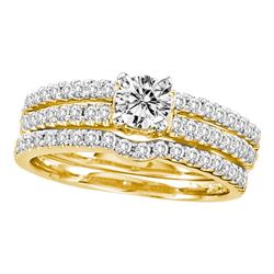 0.97 CTW Diamond 3-Piece Bridal Engagement Ring 14KT Yellow Gold - REF-127K4W