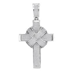 1.8 CTW Mens Diamond Bound Roman Cross Charm Pendant 10KT White Gold - REF-187F4N