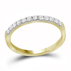 0.25 CTW Pave-set Diamond Single Row Wedding Ring 14KT Yellow Gold - REF-26Y3X