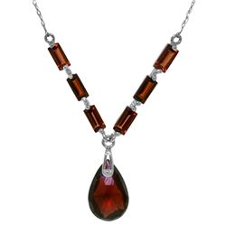 Genuine 4.35 ctw Garnet Necklace Jewelry 14KT White Gold - REF-30M7T