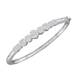 2 CTW Diamond Bangle Bracelet 14KT White Gold - REF-322Y3X