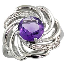 Natural 2.25 ctw amethyst & Diamond Engagement Ring 14K White Gold - REF-57V8F