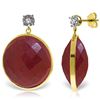 Image 1 : Genuine 46.06 ctw Ruby & Diamond Earrings Jewelry 14KT Yellow Gold - REF-68R8P