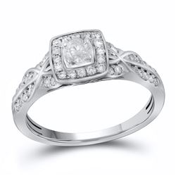 0.49 CTW Diamond Solitaire Bridal Engagement Ring 14KT White Gold - REF-56F2N