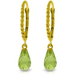 Genuine 3 ctw Peridot Earrings Jewelry 14KT Yellow Gold - REF-24M3T