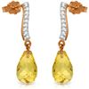 Genuine 4.78 ctw Citrine & Diamond Earrings Jewelry 14KT Rose Gold - REF-46Y2F