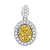 1.04 CTW Canary Yellow Diamond Oval Cluster Pendant 14KT White Gold - REF-119H9M