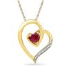 Image 1 : 0.03 CTW Created Ruby Heart Love Pendant 10KT Yellow Gold - REF-10N5F