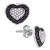 0.50 CTW Black Color Diamond Heart Love Stud Earrings 10KT White Gold - REF-26K9W