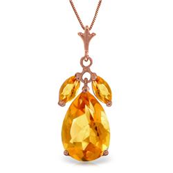 Genuine 6.5 ctw Citrine Necklace Jewelry 14KT Rose Gold - REF-34A6K