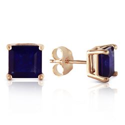 Genuine 2.9 ctw Sapphire Earrings Jewelry 14KT Yellow Gold - REF-36V3W