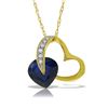 Genuine 4.4 ctw Sapphire & Diamond Necklace Jewelry 14KT Yellow Gold - REF-71V9W