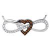 0.15 CTW Cognac-brown Color Diamond Infinity Heart Pendant 10KT White Gold - REF-16W4K