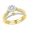 0.63 CTW Diamond Cluster Bridal Engagement Ring 10KT Yellow Gold - REF-48F7N