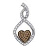 0.27 CTW Cognac-brown Color Diamond Heart Love Pendant 10KT White Gold - REF-24X2Y