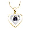 0.25 CTW Black Color Diamond Double Heart Cluster Pendant 14KT Yellow Gold - REF-20X9Y
