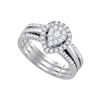 0.51 CTW Diamond Teardrop 3-Piece Bridal Engagement Ring 14k White Gold - REF-71Y3X