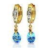 Genuine 4.2 ctw Blue Topaz Earrings Jewelry 14KT Yellow Gold - REF-51X4M